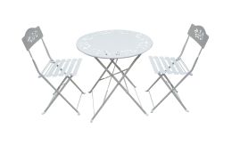Metal bistro set with two chairs - white